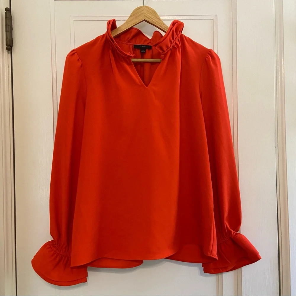 J. Crew Keyhole Ruffleneck blouse in 365 crepe